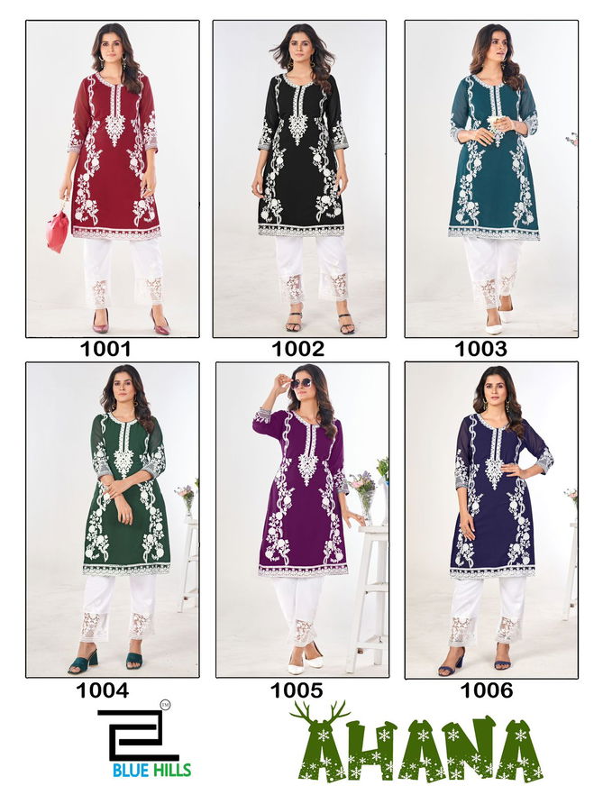 Ahana By Blue Hills Designer Georgette Kurti With Bottom Wholesale Shop In Surat
